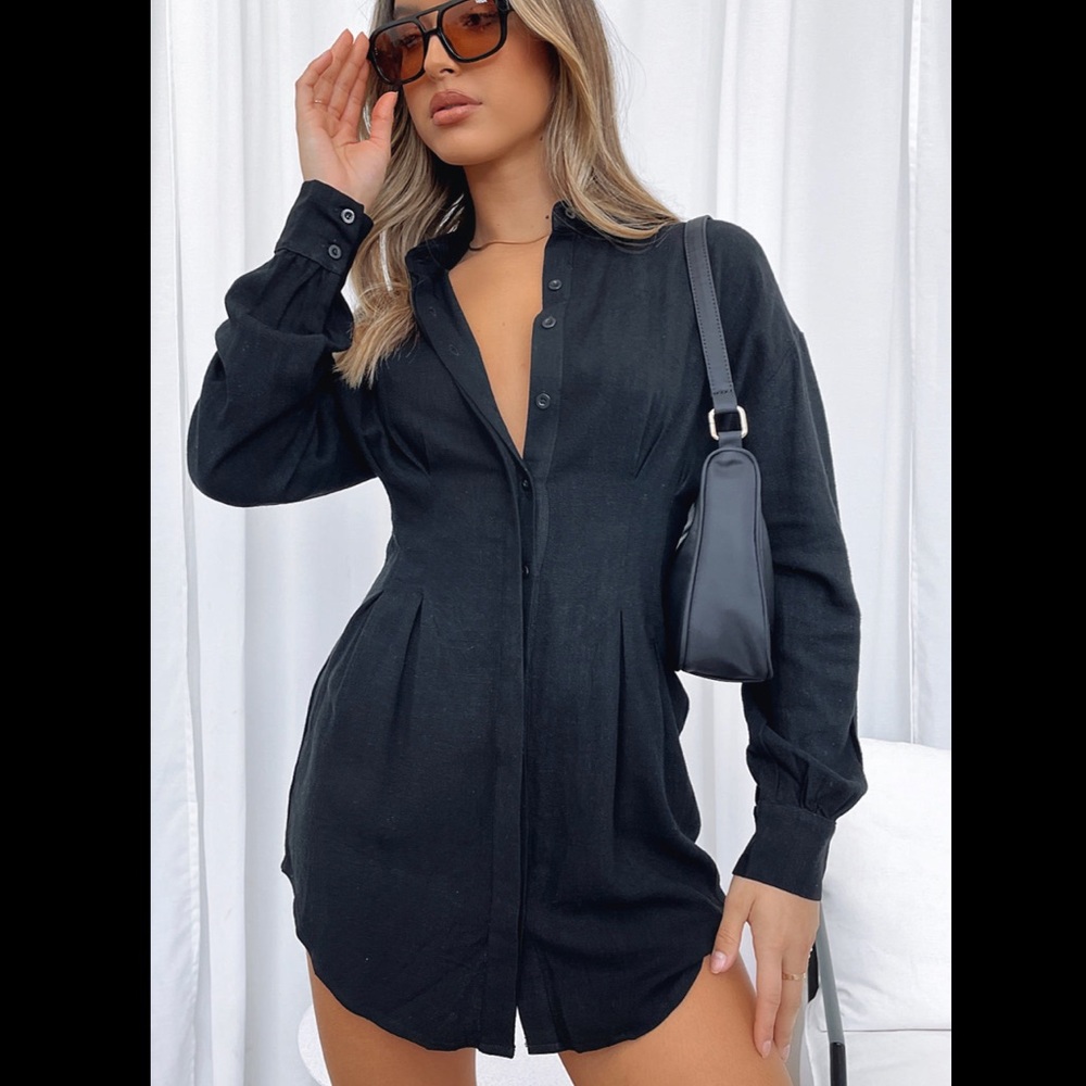 White Fox Boutique Black Shirt Dress